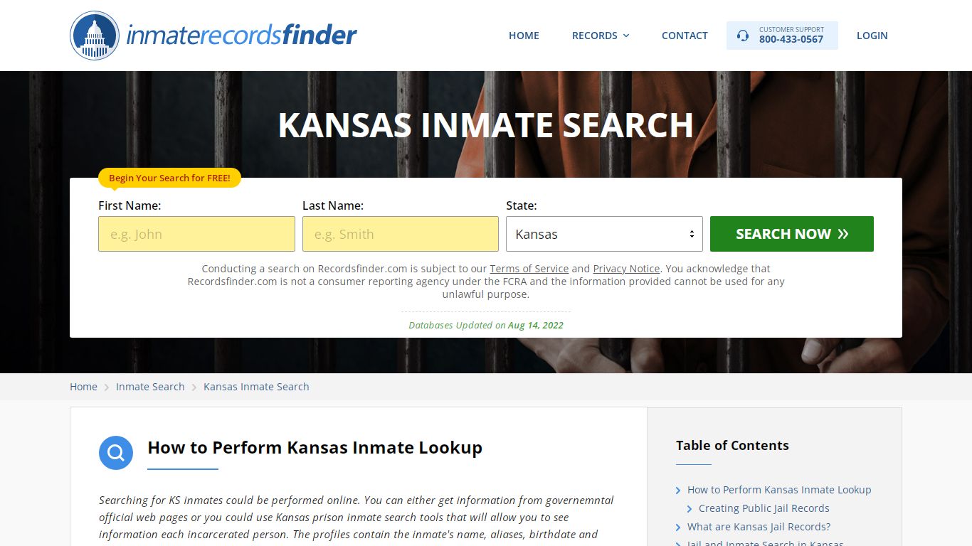 Kansas Inmate Search - Jail & Prison Records Online